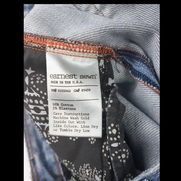 EARNEST SEWN USA STRAIGHT LEG DISTRESSED JEANS - Picture 4 of 6